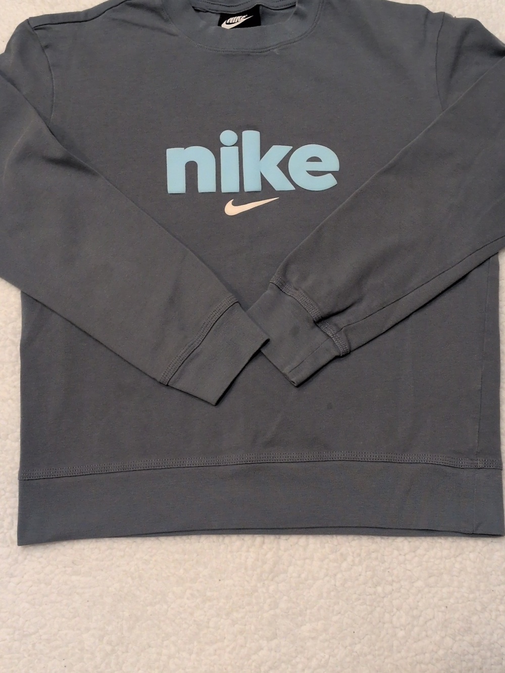Nike Kids Grayish Green Sweatshirt with Mint Green Logo